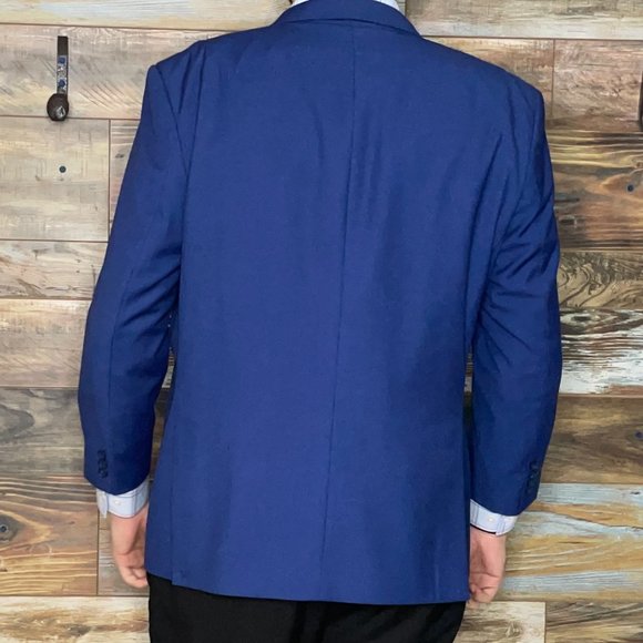 Eleganza Platinum by Giorgio Sanetti Modern Fit Blue Blazer Sport Jacket 48R - Picture 3 of 10